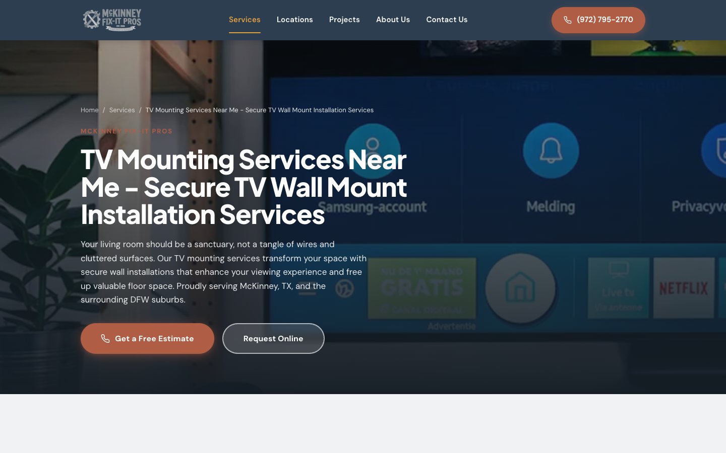 TV mounting service page