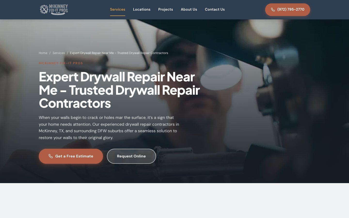 Drywall repair service page
