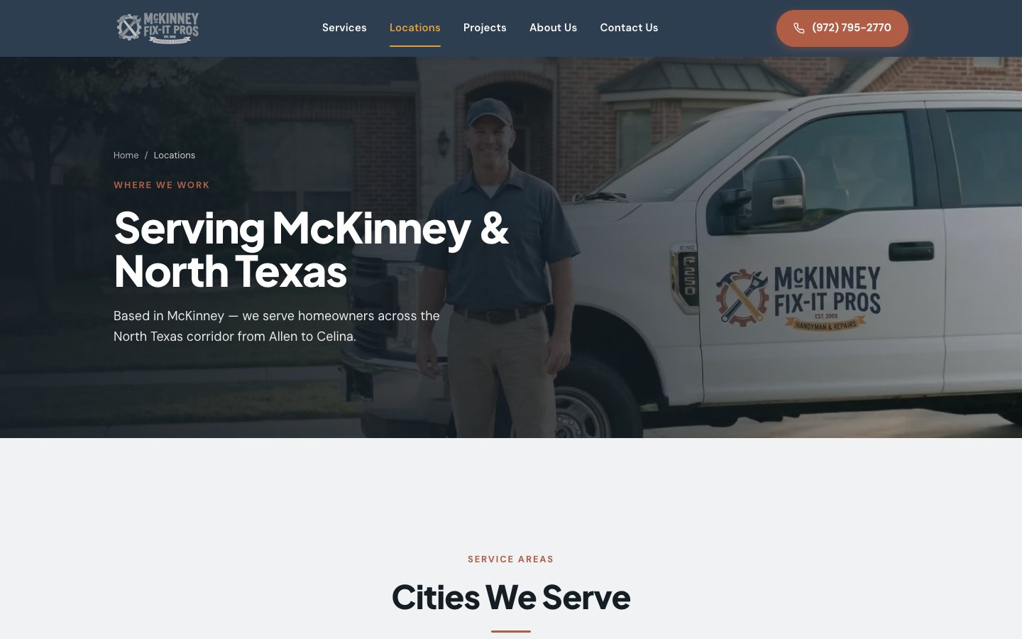 Service area locations page