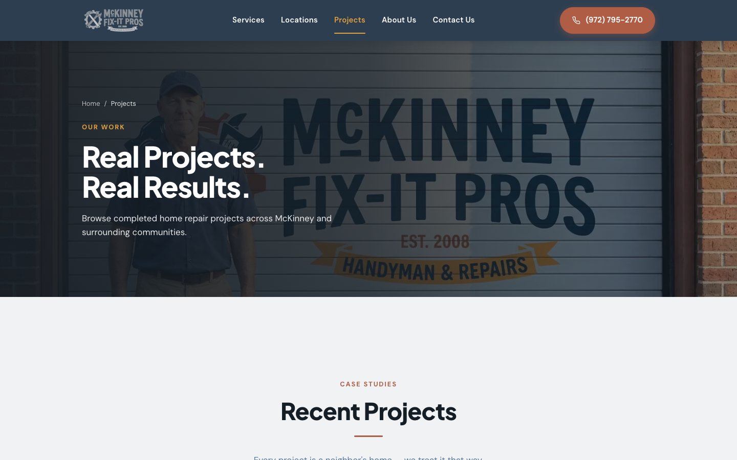 Recent projects gallery page